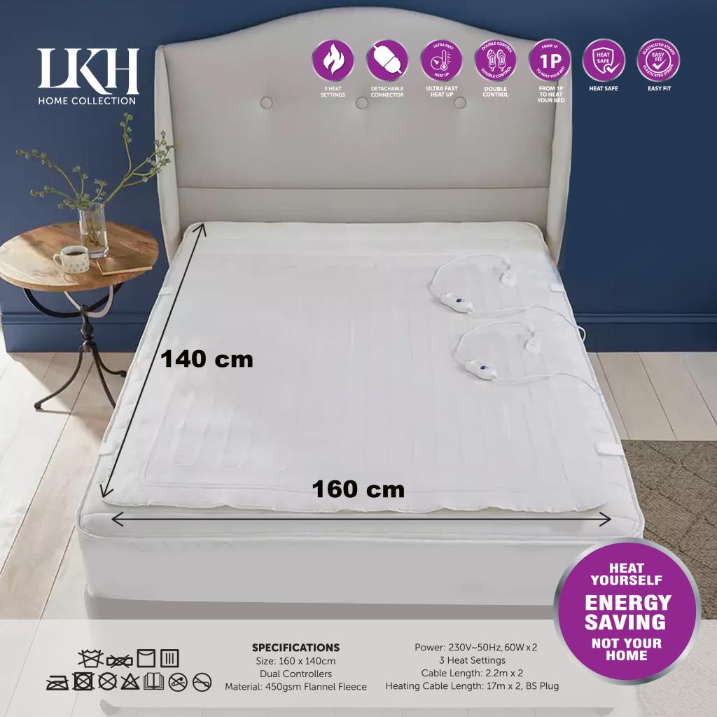 Electric Under Blanket Heated Cosy Warm Fleece Fast Heat Single Double King Size Electric Under Blanket Heated Cosy Warm Fleece Fast Heat Single Double King Size